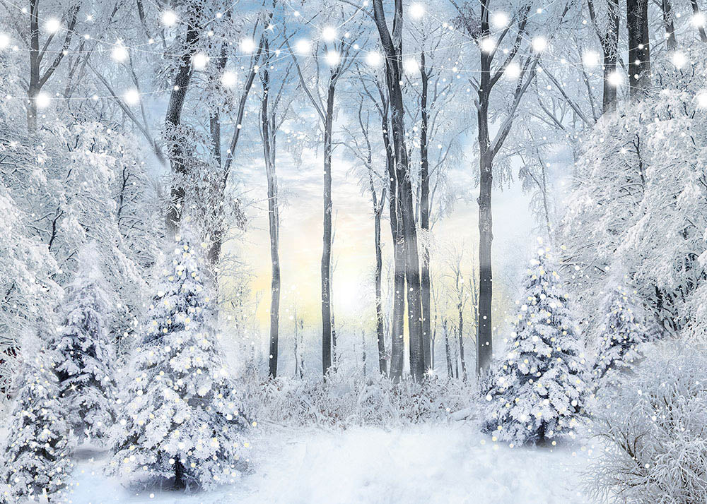 Avezano Snowy Winter Woods Backdrop For Photography-AVEZANO